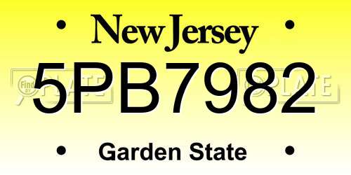 5PB7982 New Jersey License Plate