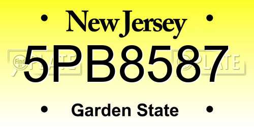 5PB8587 New Jersey License Plate