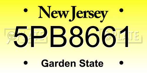 5PB8661 New Jersey License Plate
