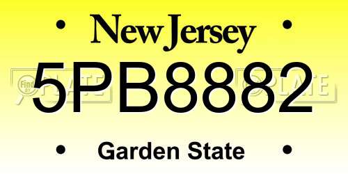 5PB8882 New Jersey License Plate