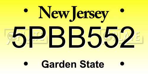 5PBB552 New Jersey License Plate