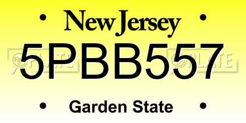 5PBB557 New Jersey License Plate