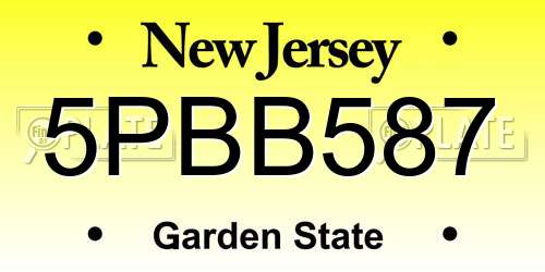 5PBB587 New Jersey License Plate