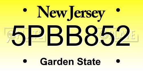 5PBB852 New Jersey License Plate