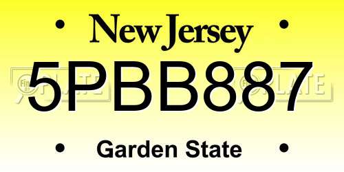 5PBB887 New Jersey License Plate