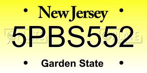 5PBS552 New Jersey License Plate