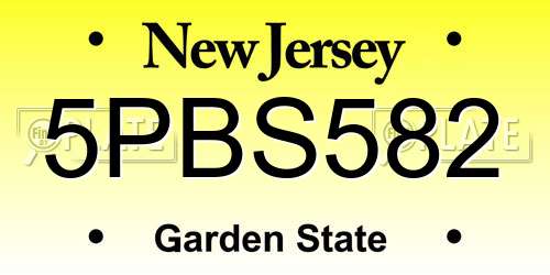 5PBS582 New Jersey License Plate