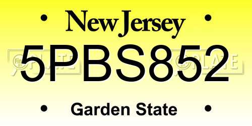 5PBS852 New Jersey License Plate