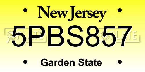 5PBS857 New Jersey License Plate