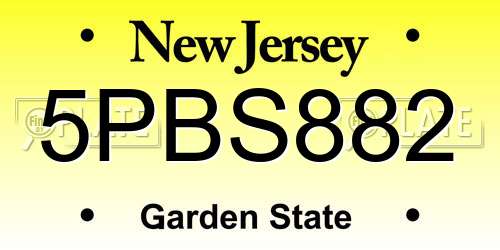 5PBS882 New Jersey License Plate