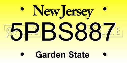 5PBS887 New Jersey License Plate