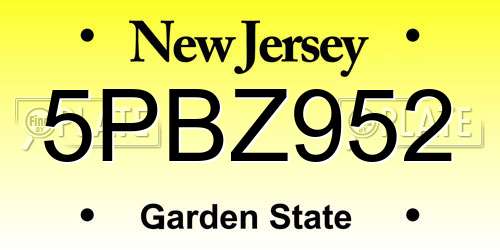 5PBZ952 New Jersey License Plate