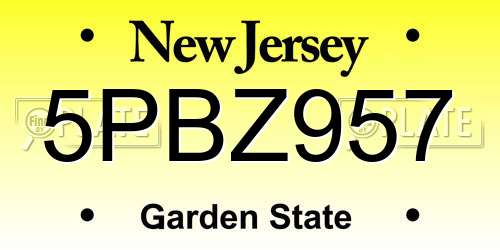 5PBZ957 New Jersey License Plate