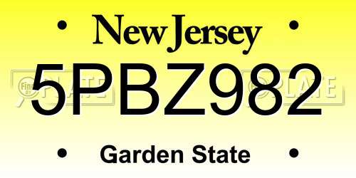 5PBZ982 New Jersey License Plate