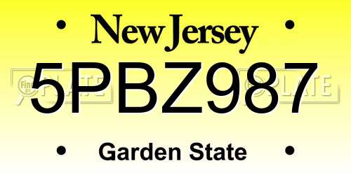 5PBZ987 New Jersey License Plate