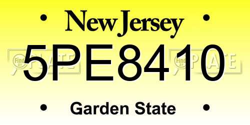 5PE8410 New Jersey License Plate