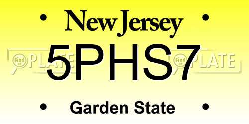 5PHS7 New Jersey License Plate