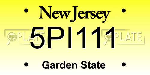 5PI111 New Jersey License Plate