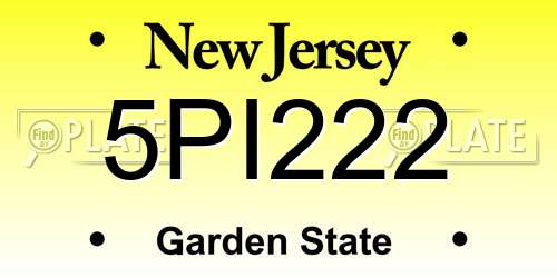 5PI222 New Jersey License Plate