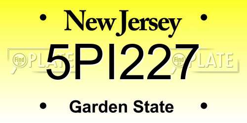 5PI227 New Jersey License Plate
