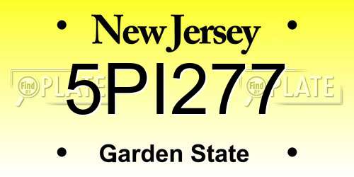 5PI277 New Jersey License Plate