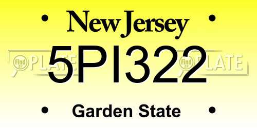 5PI322 New Jersey License Plate