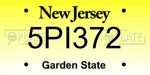 5PI372 New Jersey License Plate