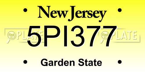 5PI377 New Jersey License Plate