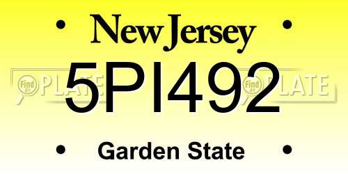 5PI492 New Jersey License Plate