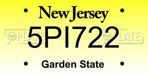5PI722 New Jersey License Plate