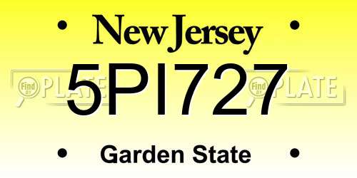 5PI727 New Jersey License Plate