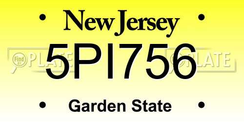 5PI756 New Jersey License Plate