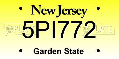 5PI772 New Jersey License Plate