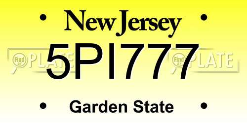 5PI777 New Jersey License Plate