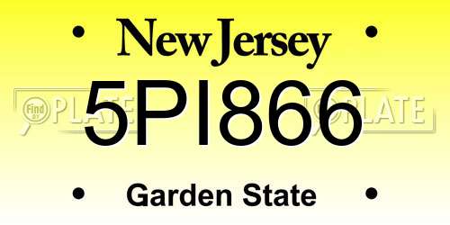 5PI866 New Jersey License Plate