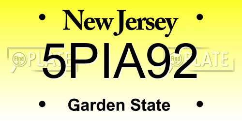 5PIA92 New Jersey License Plate