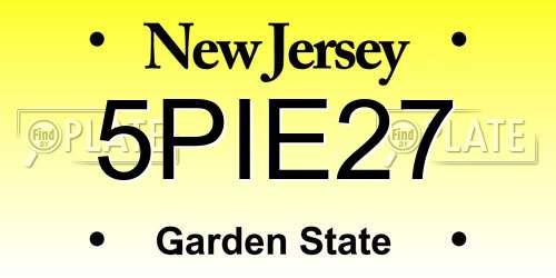 5PIE27 New Jersey License Plate