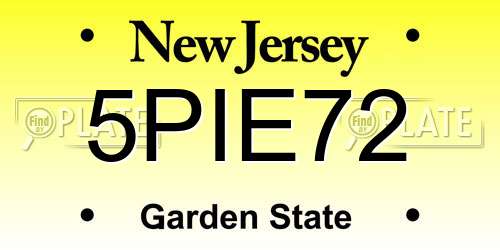 5PIE72 New Jersey License Plate