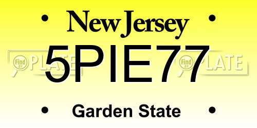 5PIE77 New Jersey License Plate