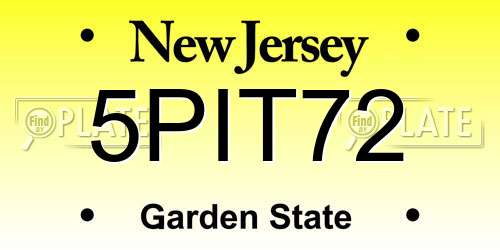 5PIT72 New Jersey License Plate
