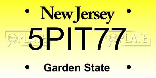 5PIT77 New Jersey License Plate