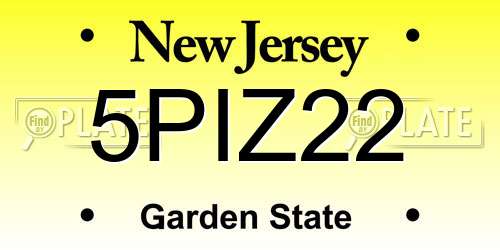 5PIZ22 New Jersey License Plate