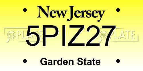 5PIZ27 New Jersey License Plate