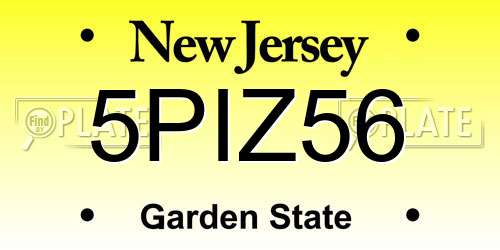 5PIZ56 New Jersey License Plate
