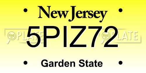 5PIZ72 New Jersey License Plate