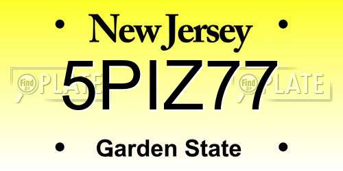 5PIZ77 New Jersey License Plate