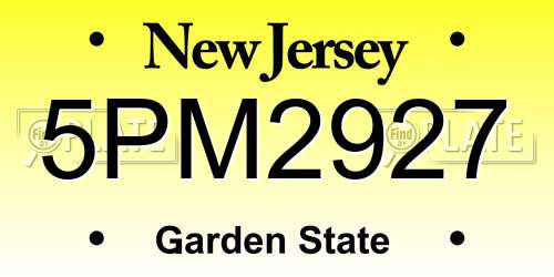 5PM2927 New Jersey License Plate