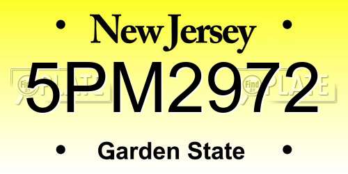 5PM2972 New Jersey License Plate