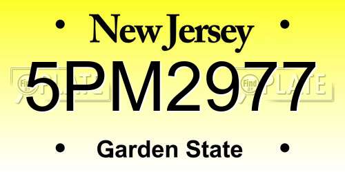 5PM2977 New Jersey License Plate