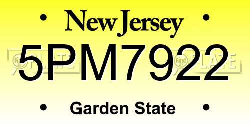 5PM7922 New Jersey License Plate